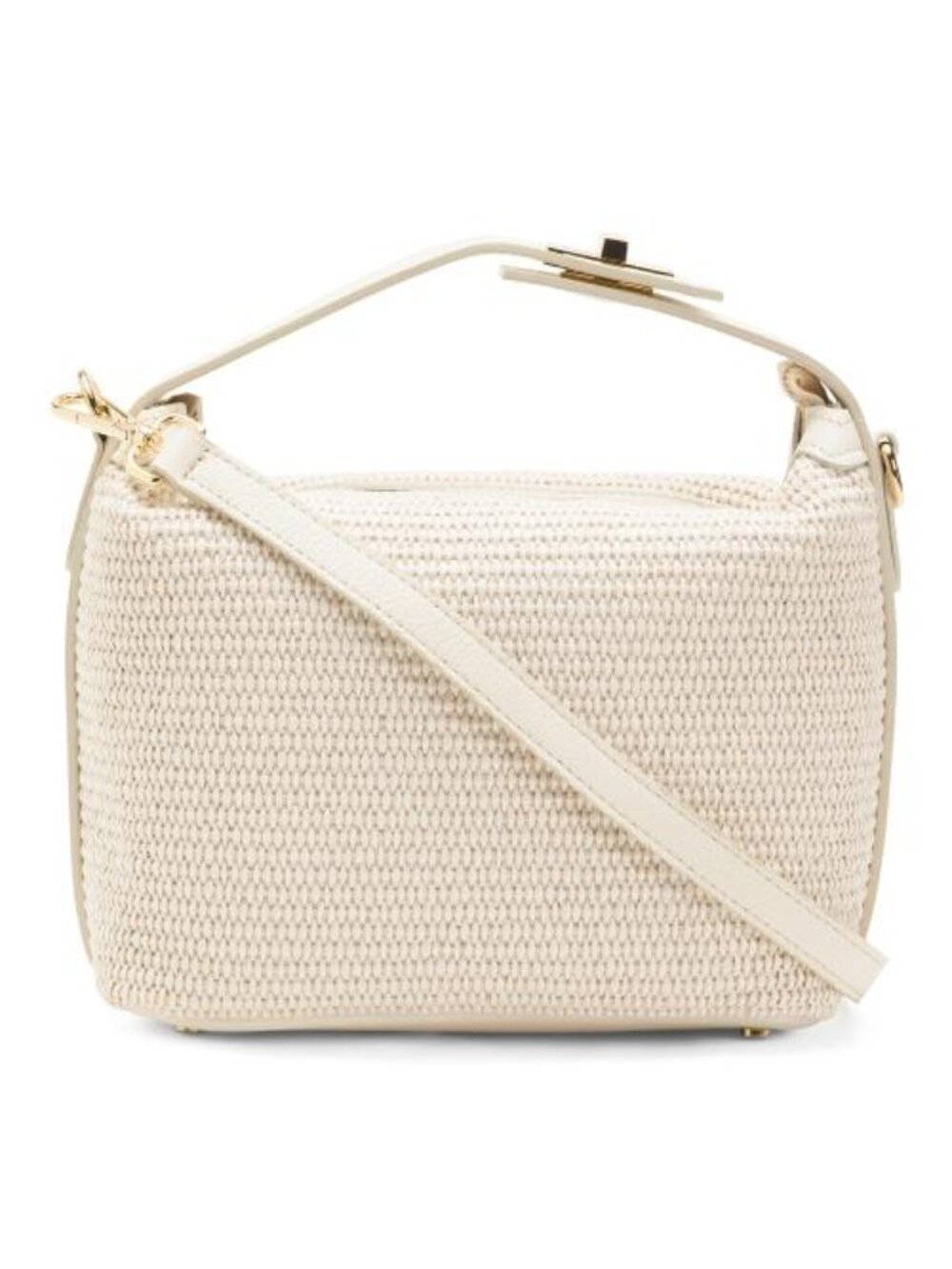 VIOLA CASTELLANI Made In Italy Straw And Leather Medium Folded Handle Satchel